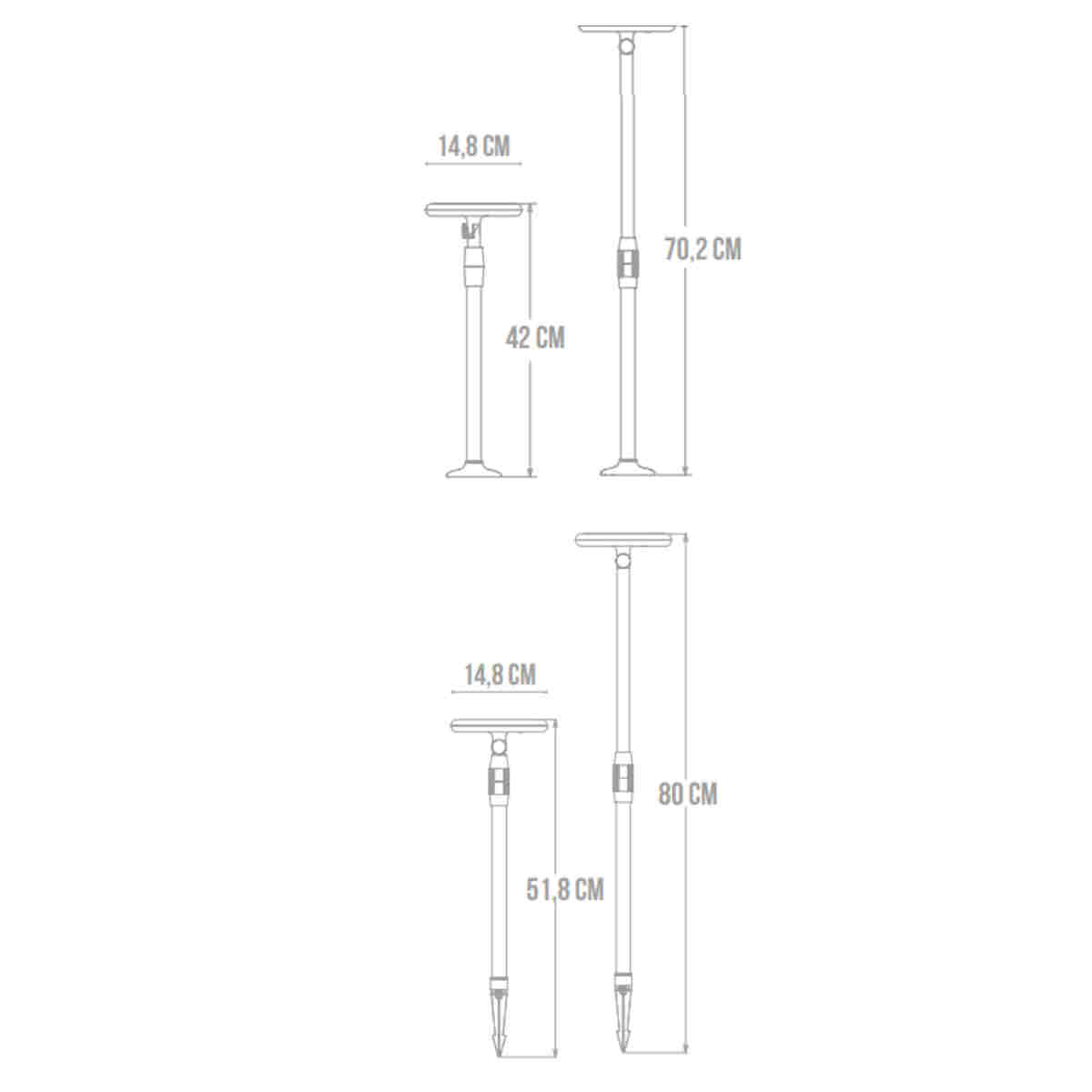 LAMPADA SOLARE DA ESTERNO con illuminazione soft A 360° 3 watt 4000k, altezza fino a 80 centimetri.