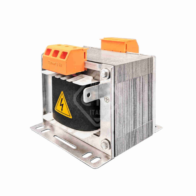 Trasformatore Monofase di Sicurezza Potenza:1500VA Primario: 0/230/400V Secondario: 0/12/24V Morsetti: 400V Frequenza: da 47 a 63Hz Classe Termica: CI B (Fino a 400VA) Oltre CL.F Classe di Isolamento: CI.F Classe di Protezione: CI. I Grado di Protezione: IP00 Temperatura ambiente di Funzionamento: 40°