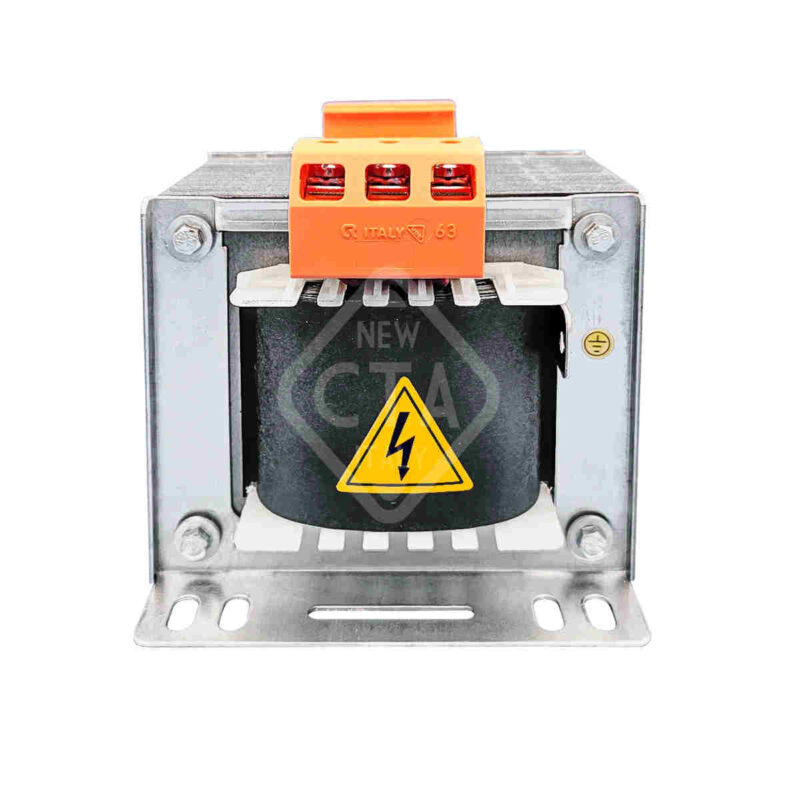 Trasformatore Monofase di Sicurezza Potenza:1500VA Primario: 0/230/400V Secondario: 0/12/24V Morsetti: 400V Frequenza: da 47 a 63Hz Classe Termica: CI B (Fino a 400VA) Oltre CL.F Classe di Isolamento: CI.F Classe di Protezione: CI. I Grado di Protezione: IP00 Temperatura ambiente di Funzionamento: 40°