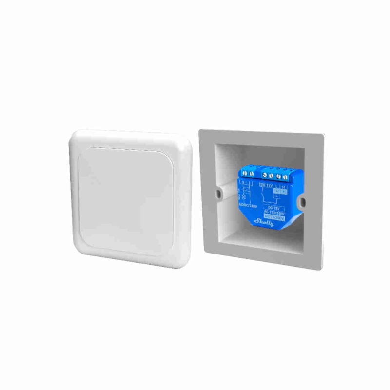 Piccolo attuatore di commutazione WiFi/Bluetooth da incasso. L'interruttore a relè WiFi Shelly PLUS 1 può controllare 1 circuito fino a 3,5 kW. È stato progettato per il montaggio in una console da incasso standard, dietro prese e interruttori luminosi o in altre posizioni con spazio limitato. Shelly può essere utilizzato come dispositivo indipendente o come accessorio per un altro controller di automazione domestica. È possibile scegliere se utilizzare Shelly con l'applicazione mobile Shelly Cloud e il servizio Shelly Cloud.