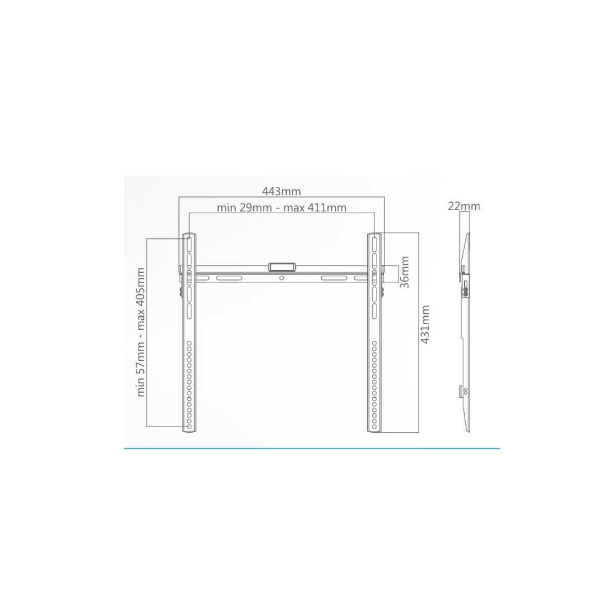 Supporto TV da parete fisso per TV da 32" a 55" (ultra flat) Carico massimo 40 kg Compatibilità vesa: 200 x 200, 300 x 300, 400 x 200, 400 x 400