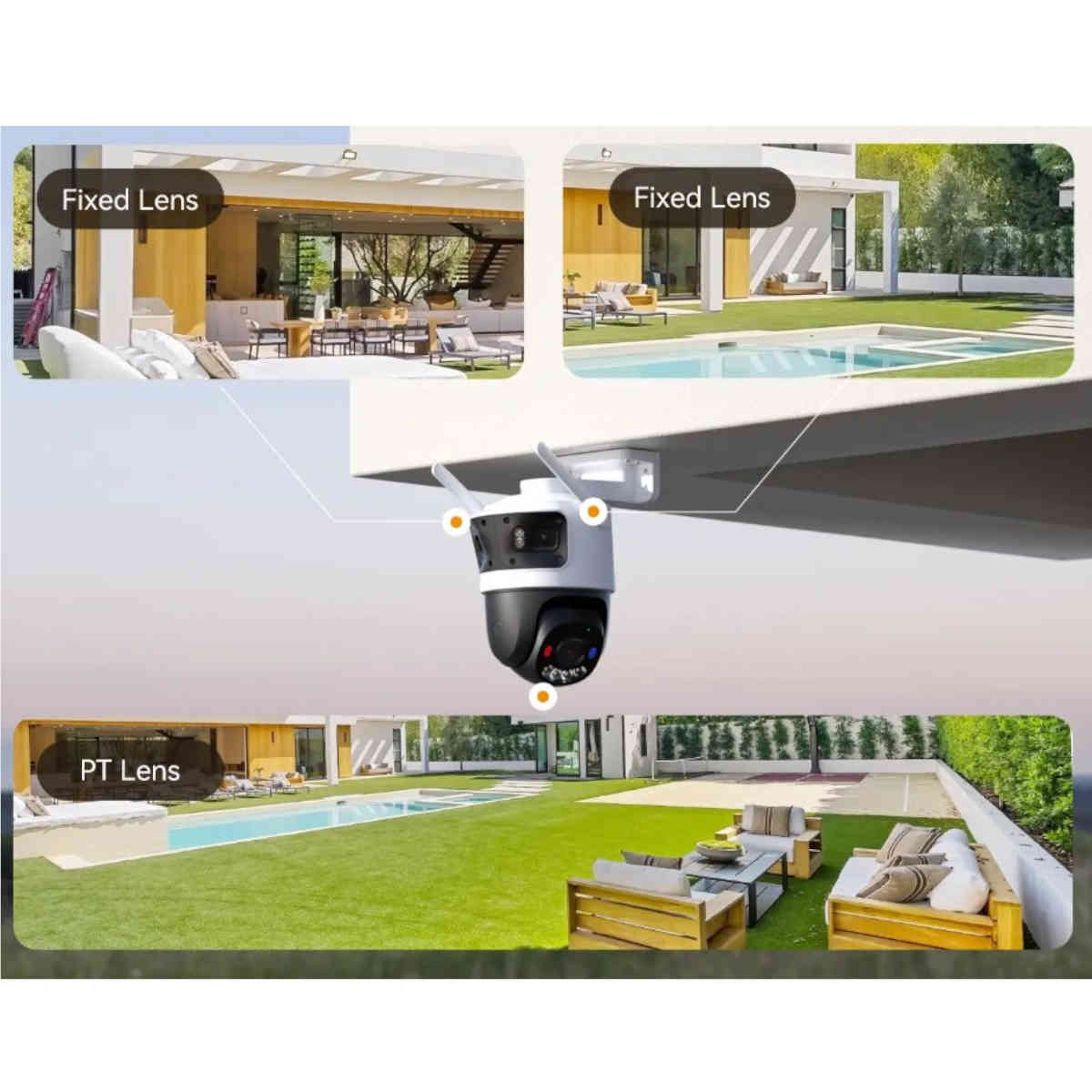 IMOU Telecamera Dome Cruiser Wi-Fi tripla ottica PT 11 MP, deterrenza attiva | due ottiche fisse 3MP + un'ottica P&T 5MP | Doppia Slot SD card