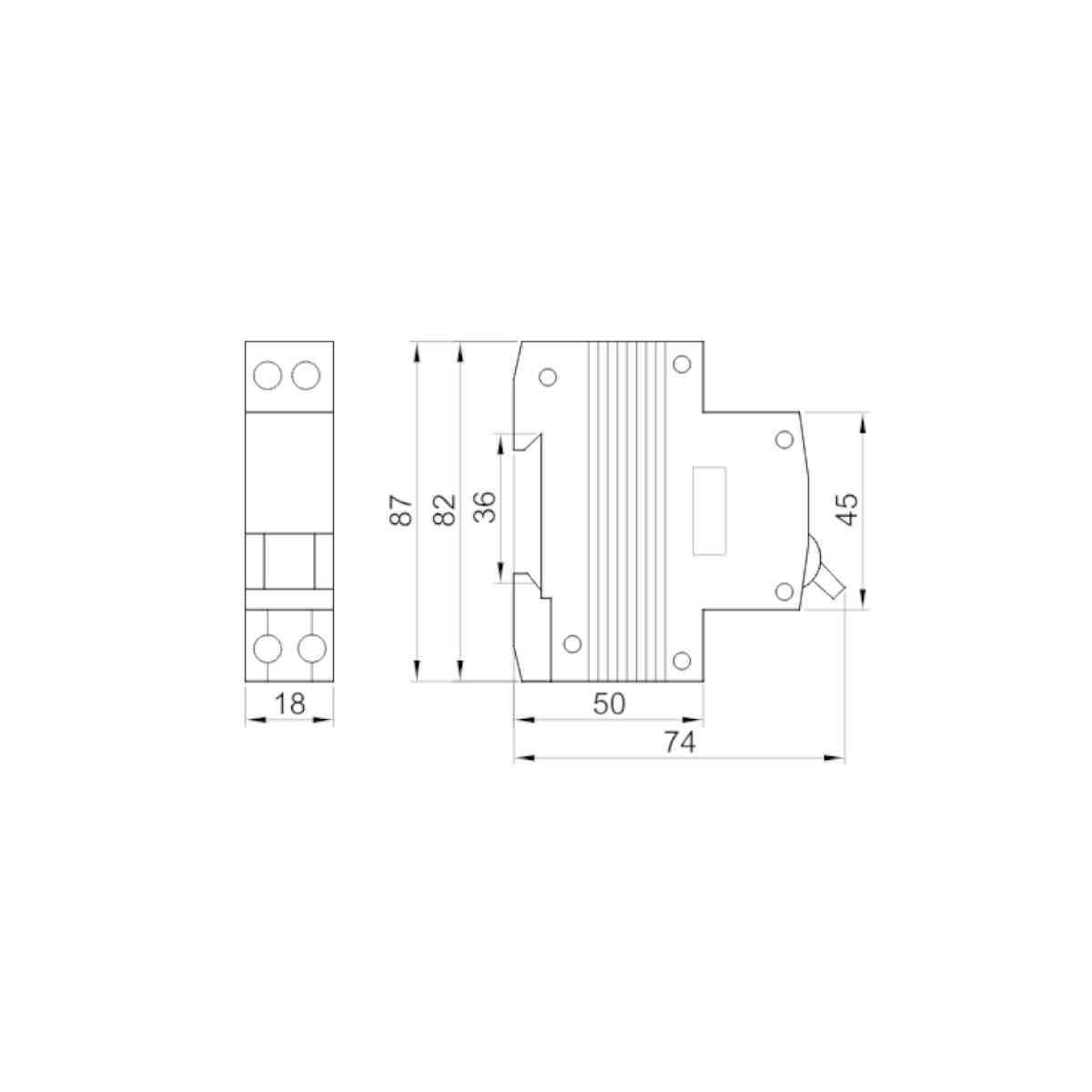 Interruttore di sicurezza combinato,elettr.,2P, 1mod, tipo B C16, 100mA, 6kA, AC, E3