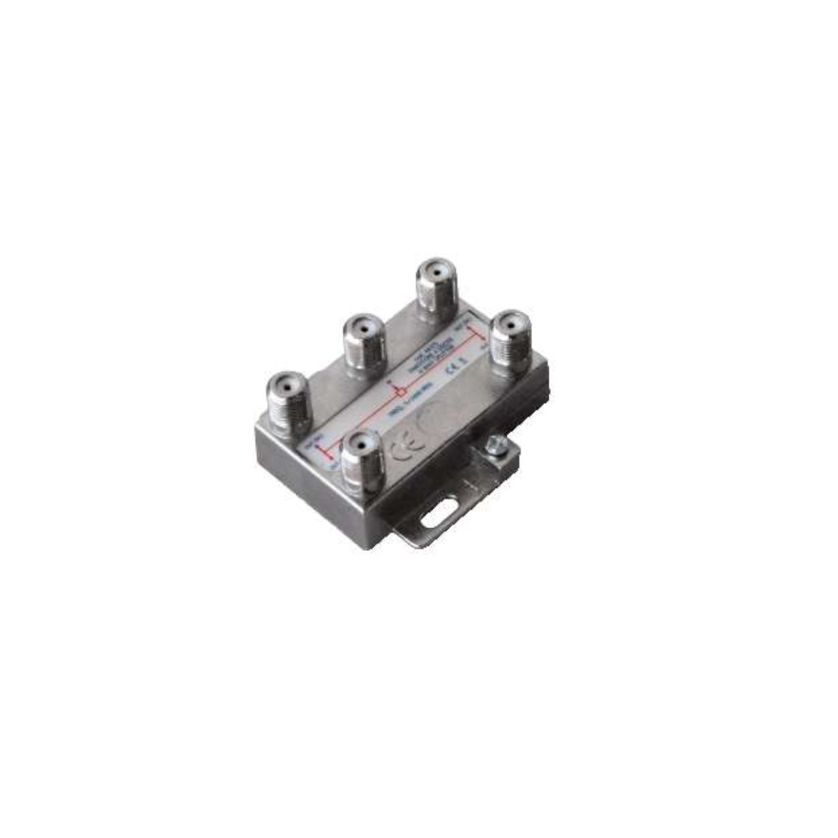 Forma rettangolare solida di metallo con 5 cilindri posti nella parte superiore di forma cilindrica. D4/12 DERIVATORE 4 USCITE GBS.